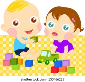 two children playing with toys