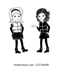 two children are wearing ordinary clothes, black and white