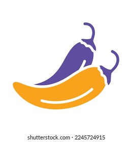 Two chili peppers isolated design vector glyph icon. Vegetable sign. Graph symbol for food and drinks web site, apps design, mobile apps and print media, logo, UI