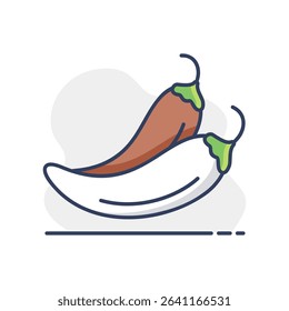 Two chili peppers isolated design vector icon. Vegetable sign. Graph symbol for food and drinks web site, apps design, mobile apps and print media, logo, UI
