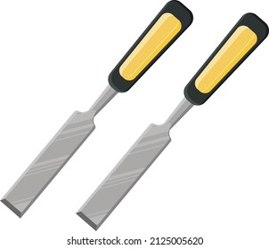 Zwei Chisels, Illustration, Vektorgrafik auf weißem Hintergrund.