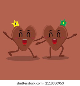 Two choco love characters are happy to meet their best friend