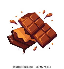 Two Chocolate Bars Caramel Dripping Brown Sweet Treat