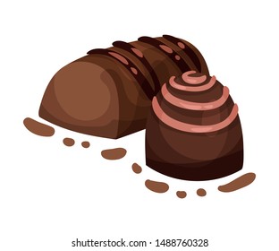 Two chocolate candies. Vector illustration on a white background.