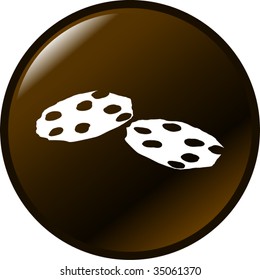 two chocolate chip cookies brown button