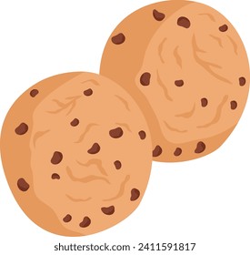 Ilustración de dos galletas de chocolate. Sabrosas galletas caseras, dulce postre concepto de ilustración vectorial.