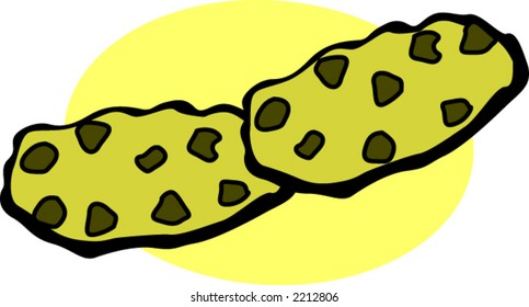 two chocolate chips cookies vector illustration