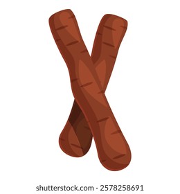 Two chocolate covered cookie sticks forming an x shape, adding a touch of sweetness to any occasion