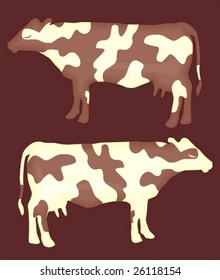 Two chocolate cows with reversed colors - vector illustration
