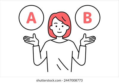 Two choices A and B and a casual woman