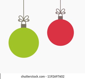 Two Christmas Balls Hanging Ornaments. Vector Illustration