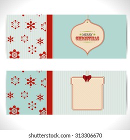 Two Christmas Banner with Cardboard Tags and Festive Decorations