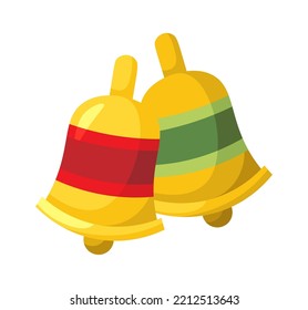 Two christmas bells flat icon Holiday decor