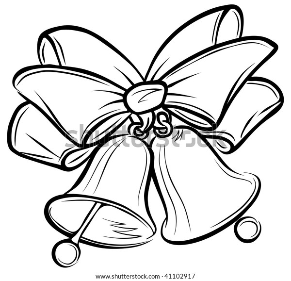 Two Christmas Bells Ribbon Freehand Drawing Stock Vector (Royalty Free ...