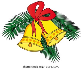 Two christmas bells - vector illustration.