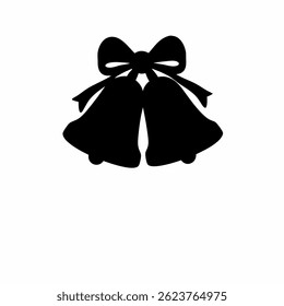 Two christmas black bells silhouette on white