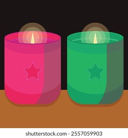 two christmas candles vector illustration