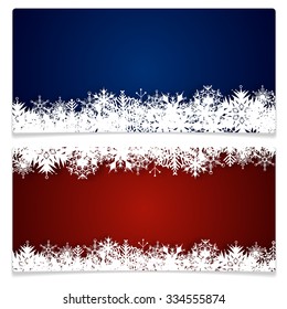 Two christmas cards with abstract snowflakes and place for your text - isolated on white background. Vector illustration.