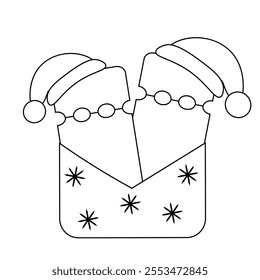 Two Christmas discount coupons in envelope in black and white