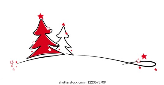 two christmas trees in red - black - white with stars