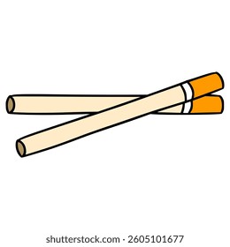 two cigarette illustration hand drawn isolated vector