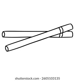 two cigarette illustration hand drawn outline vector