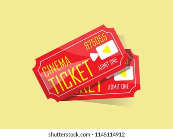 two cinema ticket  with isolated background