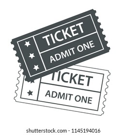 two cinema tickets black and white design, stock vector illustration