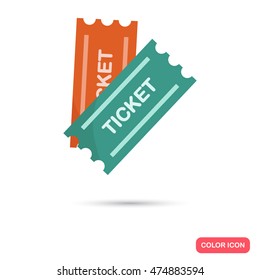 Two cinema tickets color flat icon