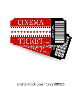 Two cinema tickets, colorful graphic icon design. Vector illustration.