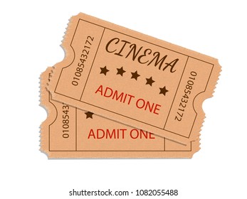 Two cinema tickets isolated on white background. Vector illustration