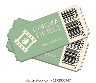 two cinema tickets isolated on white background realistic front view. vector illustration