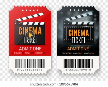 Two cinema tickets isolated. Vector illustration.