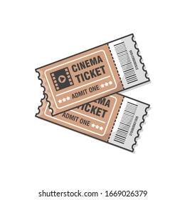 Two Cinema Tickets Vector Icon Illustration. Ticket For Entrance To The Event