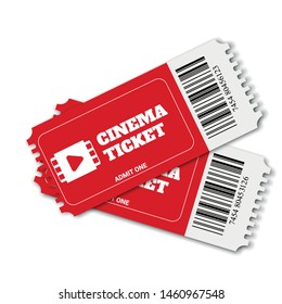 Two cinema vector tickets isolated on white background. Realistic cinema or movie tickets template. 