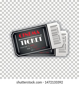 Two cinema vector tickets isolated on white background. Realistic front view illustration. Vector illustration eps 10. 