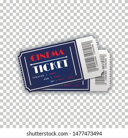 Two cinema vector tickets isolated on white background. Realistic front view illustration. Vector illustration eps 10. 