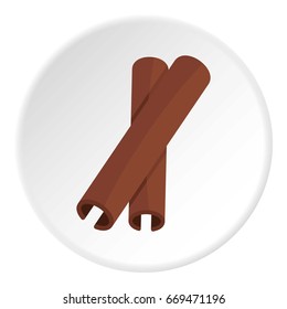 Two cinnamon stick spice icon in flat circle isolated on white background vector illustration for web