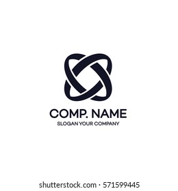 Two circle abstract logo black color on white background can used for corporate identity, markenting firm, funds service, investment and other. Infinity logo. Vector Illustration