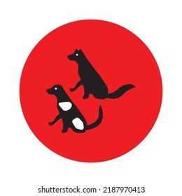 Two circle black dog animal logo design 