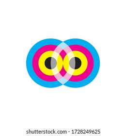 Dos Círculos con vector de diseño de logotipo de color CMYK