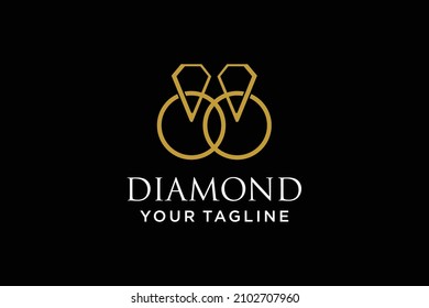 	
Two Circle With Diamond Luxury Logo Design