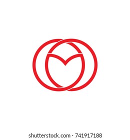 two circle form love heart symbol logo vector