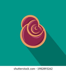 The two circle logos are combined into one and colored in a deep red shape like a rose. Logo isolated in green