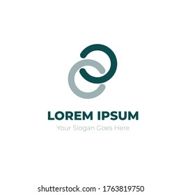 Two Circle Rings locked Logo design vector template. Infinity Eternity Loop symbol Logotype concept icon