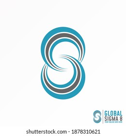 Two circle in triple cutting and flip position like Number 8 image graphic icon logo design abstract concept vector stock. Can be used as symbols related to initial