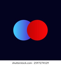Two circles in blue and red overlap, visually demonstrating the idea of color mixing and geometry.