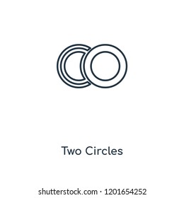 Two Circles concept line icon. Linear Two Circles concept outline symbol design. This simple element illustration can be used for web and mobile UI/UX.