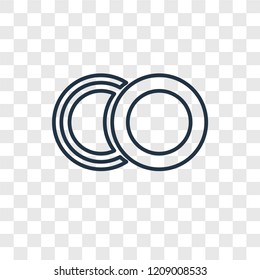 Two Circles concept vector linear icon isolated on transparent background, Two Circles concept transparency concept in outline style