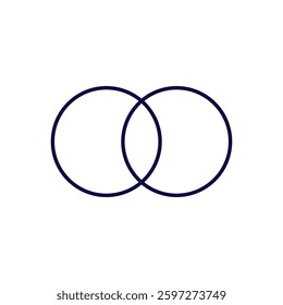 Two circles intersecting represent unity, relationships, and shared connections. minimalist style.